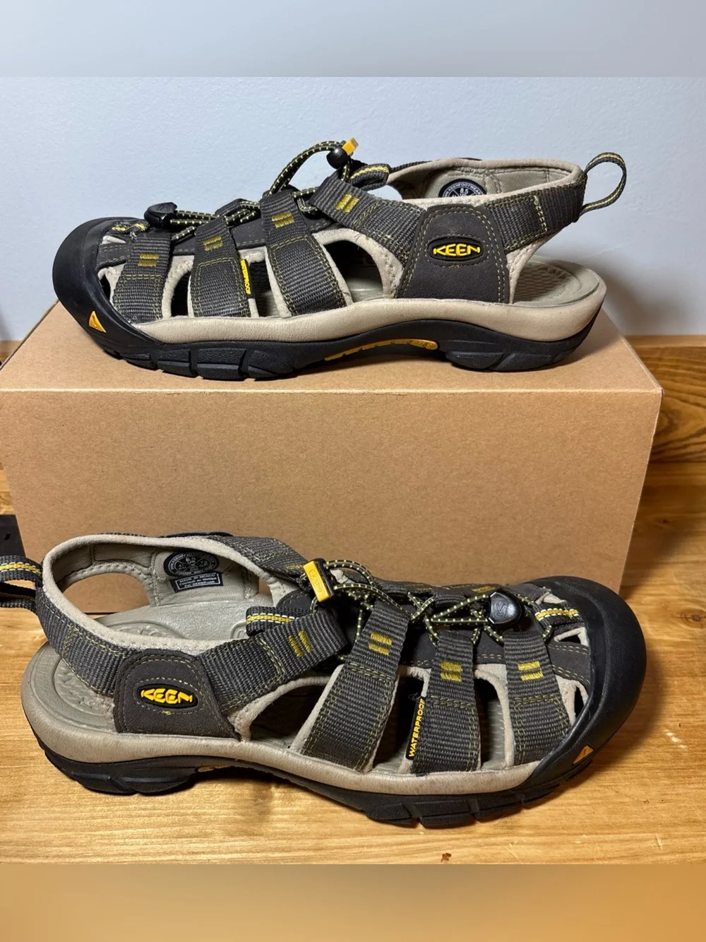 Keen Men's Brown and Yellow Newport H2 Sandals
